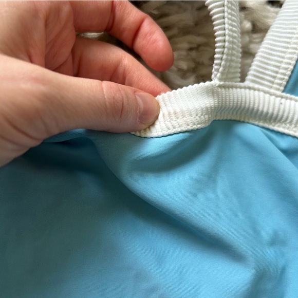 Aerie One Piece Colorblock Swimsuit with Cut Outs Aqua Blue - Picture 7 of 8